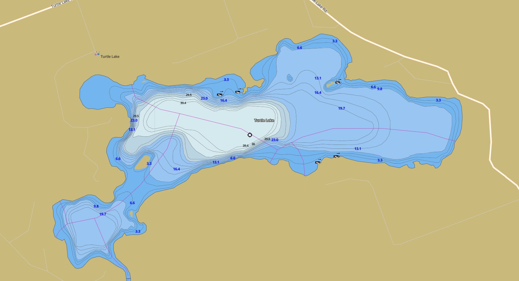Contour Map of Turtle Lake in Municipality of Seguin and the District of Parry Sound